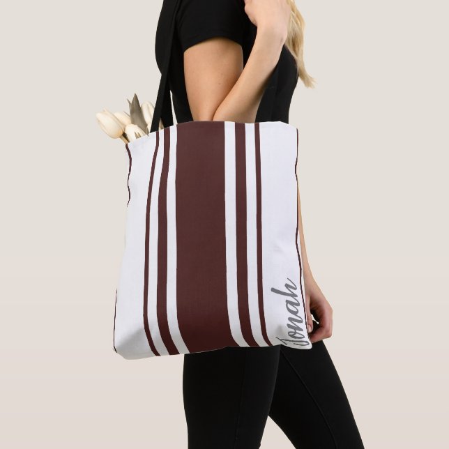 Jonah Minimalist Stripes Monogram Tote Bag (Close Up)