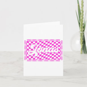 Jonas Chequered First Name I Love Jonas Hearts 80s Card