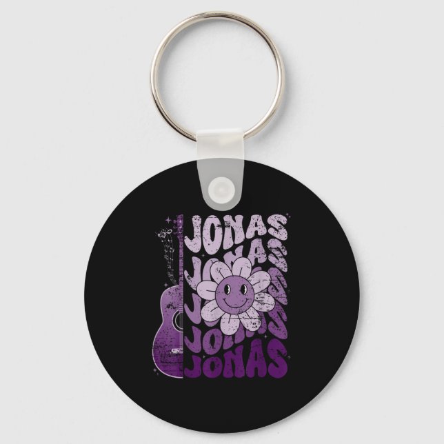 Jonas First Name I Love Jonas Girl Groovy 80's Vin Key Ring (Front)