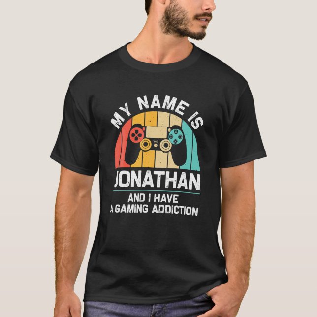 JONATHAN Gift Name Personalised Funny Gaming Geek T-Shirt (Front)