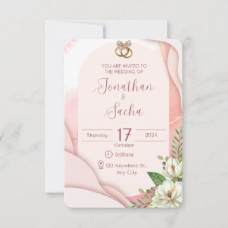 Jonathan & Sacha's Modern Blush Wedding Invitation