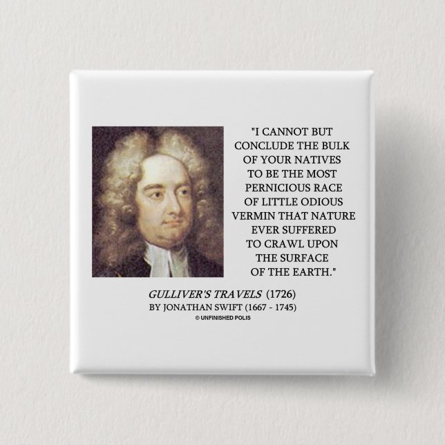 Jonathan Swift Bulk Of Natives Odious Vermin Earth 15 Cm Square Badge (Front)