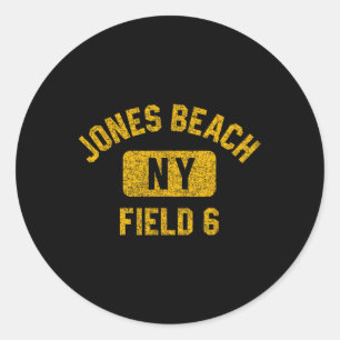 Jones Beach Field 6 Ny Gym Style Distressed Amber Classic Round Sticker
