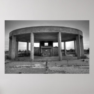 Jones Beach Gazebo (Black and White) Poster