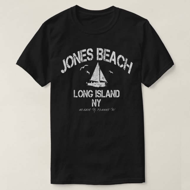 Jones Beach Long Island New York Nautical Distress T-Shirt (Design Front)