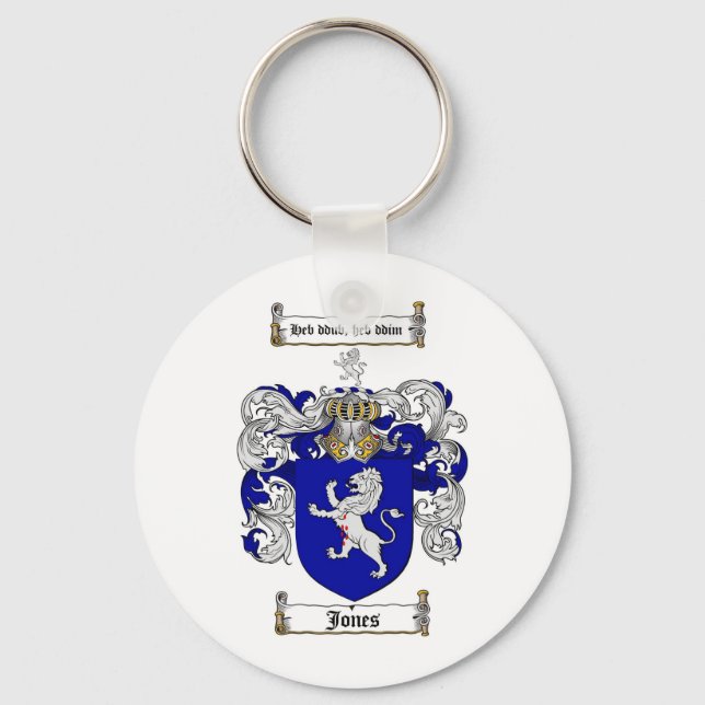 JONES FAMILY CREST -  JONES COAT OF ARMS KEY RING (Front)