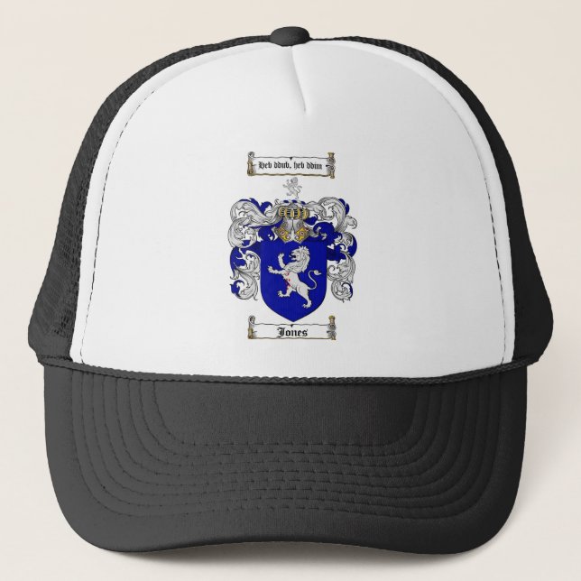 JONES FAMILY CREST -  JONES COAT OF ARMS TRUCKER HAT (Front)