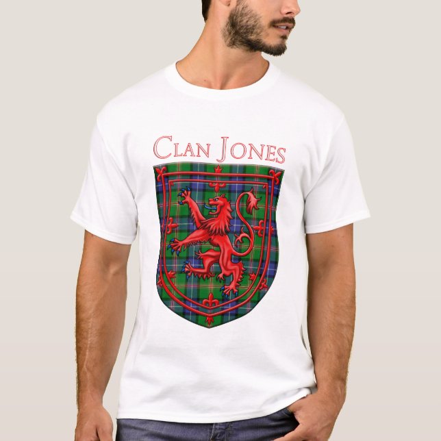 Jones Tartan Scottish Plaid Lion Rampant T-Shirt (Front)
