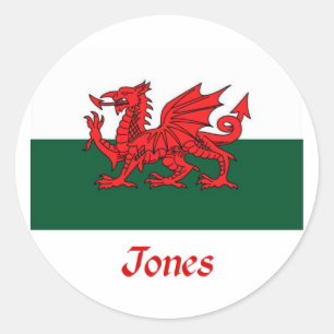Jones Welsh Flag Classic Round Sticker