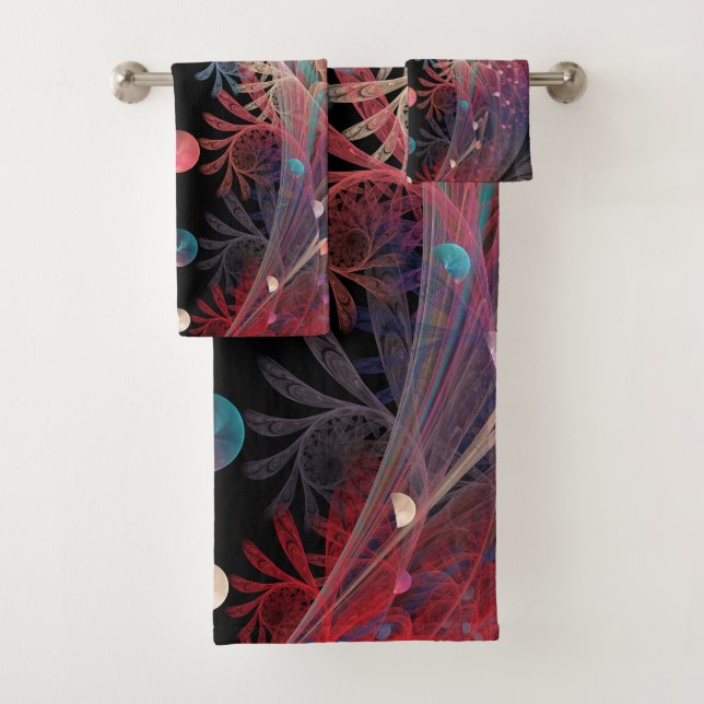 Jonglage Abstract Modern Fantasy Fractal Art Bath Towel Set (Insitu)