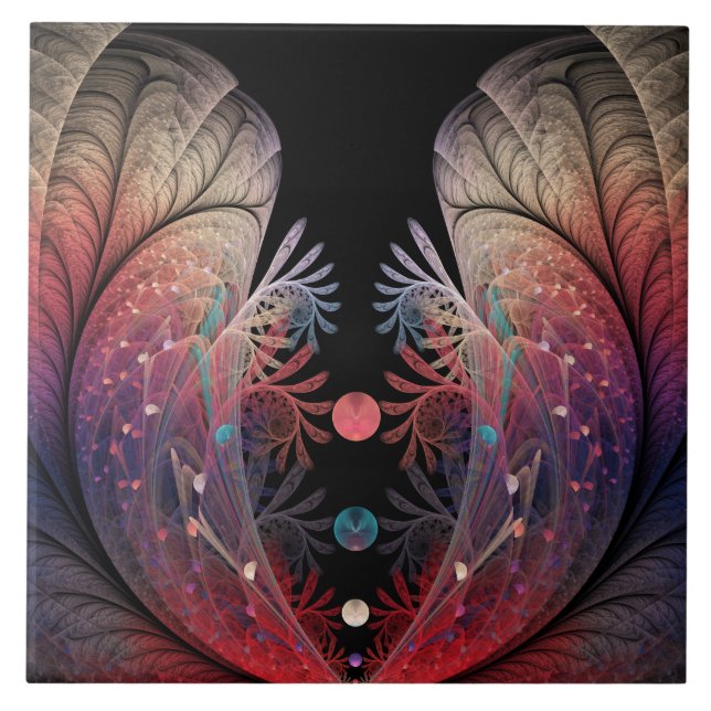 Jonglage Abstract Modern Fantasy Fractal Art Ceramic Tile (Front)