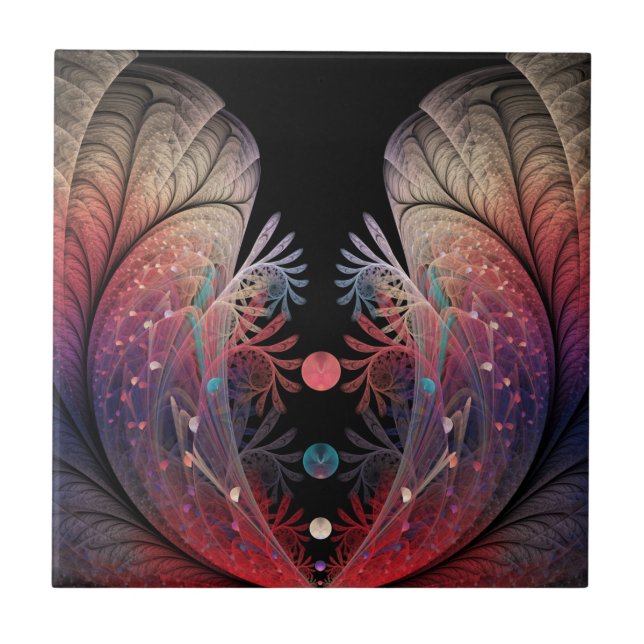 Jonglage Abstract Modern Fantasy Fractal Art Ceramic Tile (Front)