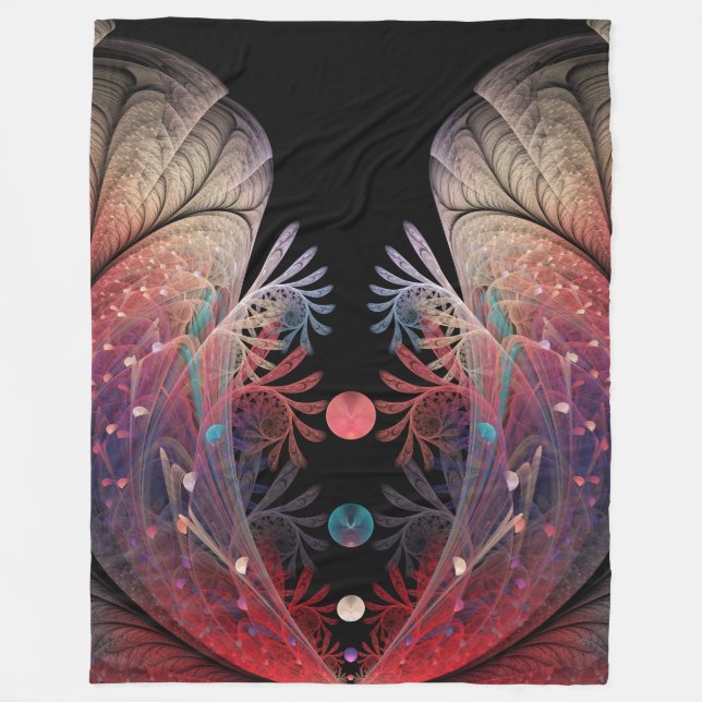 Jonglage Abstract Modern Fantasy Fractal Art Fleece Blanket (Front)