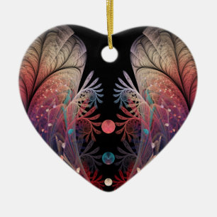 Jonglage Abstract Modern Fantasy Fractal Art Heart Ceramic Ornament