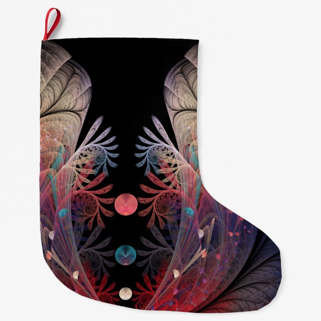 Jonglage Abstract Modern Fantasy Fractal Art Large Christmas Stocking (Front)