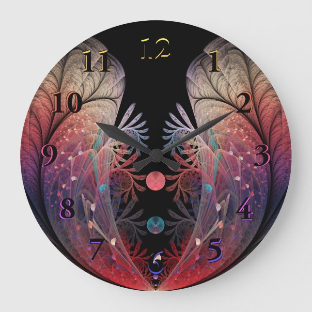 Jonglage Abstract Modern Fantasy Fractal Art Large Clock (Front)