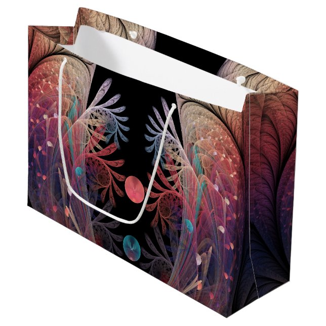 Jonglage Abstract Modern Fantasy Fractal Art Large Gift Bag (Front Angled)