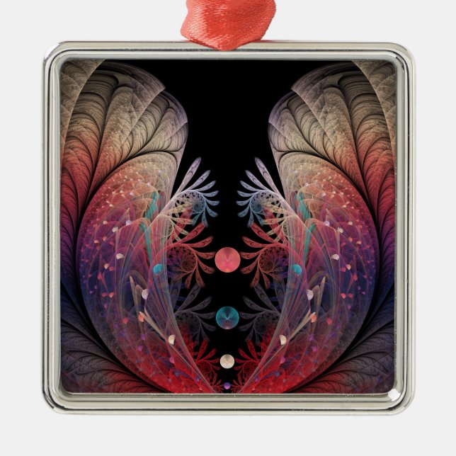 Jonglage Abstract Modern Fantasy Fractal Art Metal Ornament (Front)