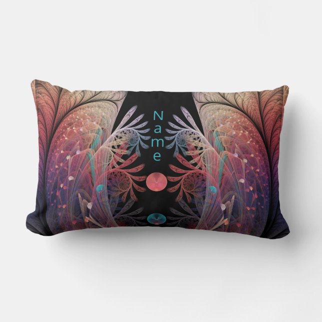Jonglage Abstract Modern Fantasy Fractal Art Name Lumbar Cushion (Front)