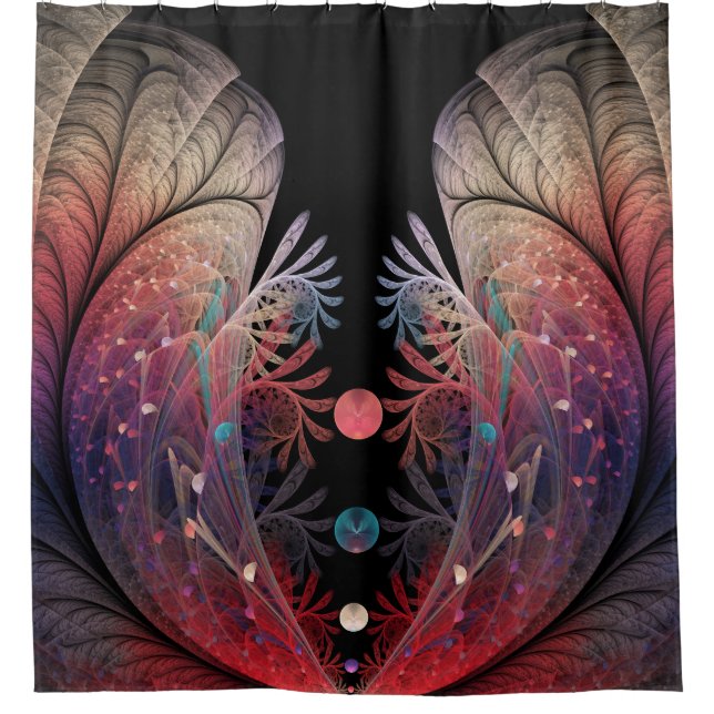 Jonglage Abstract Modern Fantasy Fractal Art Shower Curtain (Front)