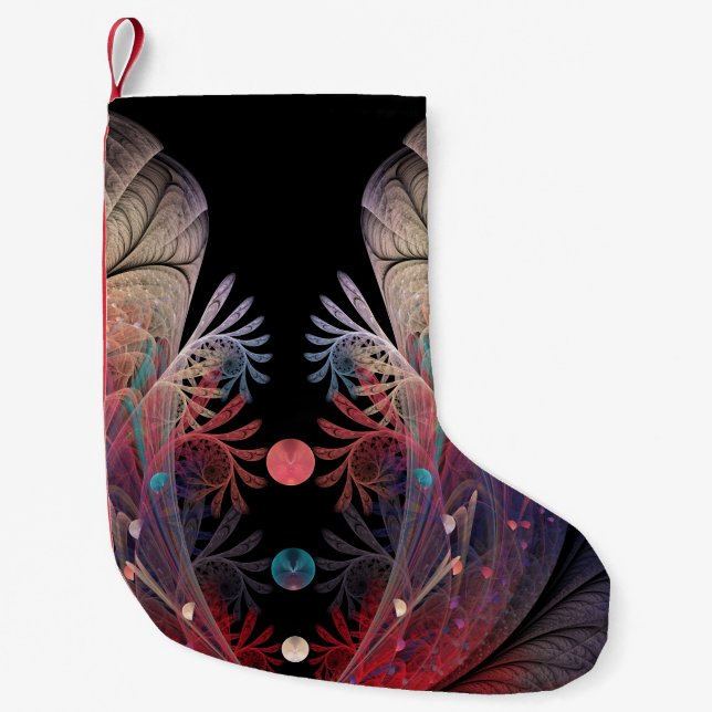 Jonglage Abstract Modern Fantasy Fractal Art Small Christmas Stocking (Front)