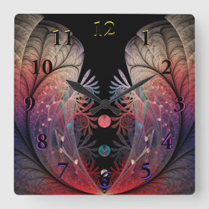 Jonglage Abstract Modern Fantasy Fractal Art Square Wall Clock