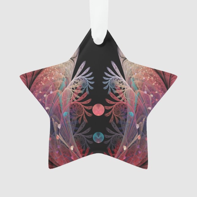 Jonglage Abstract Modern Fantasy Fractal Art Star Ornament (Front)