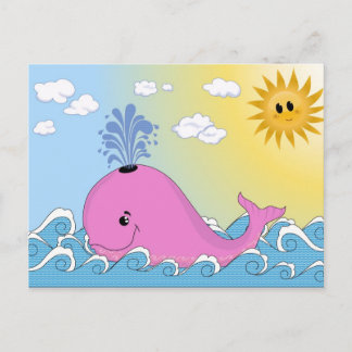 Jonny, the pink whale postcard
