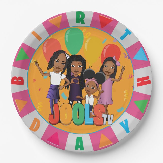 JOOLS TV®️ Pink 9 in Round Paper Plate (Front)