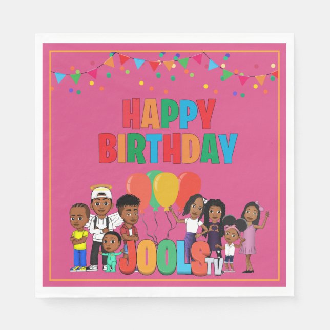 JOOLS TV®️ Pink Paper 6.5 in Napkins (Front)