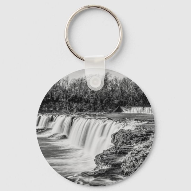 Joplin Grand Falls Overview Grayscale Key Ring (Front)