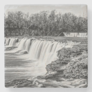 Joplin Grand Falls Overview Grayscale Stone Coaster
