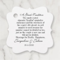 Jordan Almond Favour Tags, Greek Tradition Gift Ta