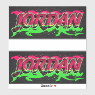 Jordan First Name Graffiti Sticker