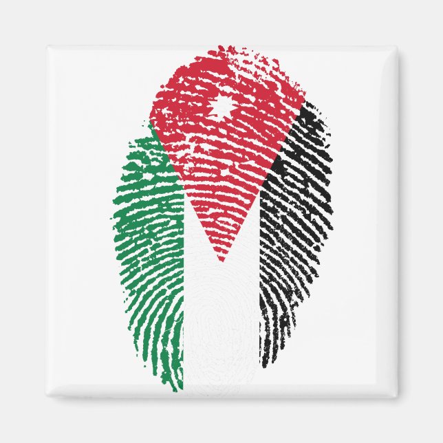 Jordan Flag Fingerprint Country Pride Identity Magnet (Front)