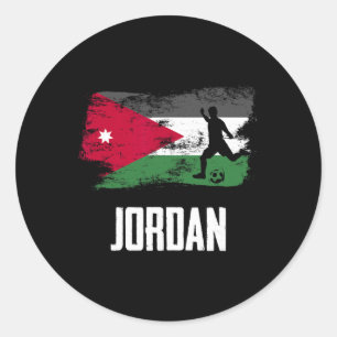 Jordan Flag Jersey Jordanian Soccer Team Jordanian Classic Round Sticker