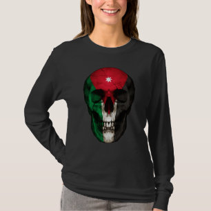 Jordan Flag Skull Jordanian Roots Proud Patriotic T-Shirt