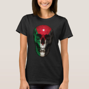 Jordan Flag Skull Jordanian Roots Proud Patriotic T-Shirt