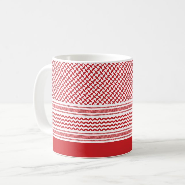 Jordan Hatta Styled Red Pattern Coffee Mug (Front Left)