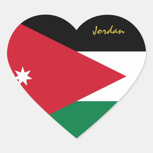 Jordan Heart Sticker, Patriotic Jordanian Flag Sticker (Front)