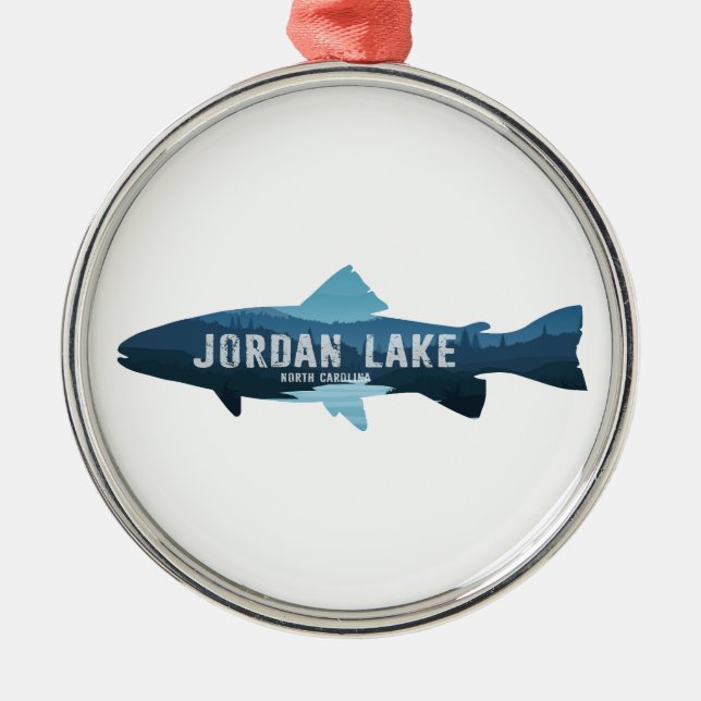 Jordan Lake North Carolina Fish Metal Ornament (Front)