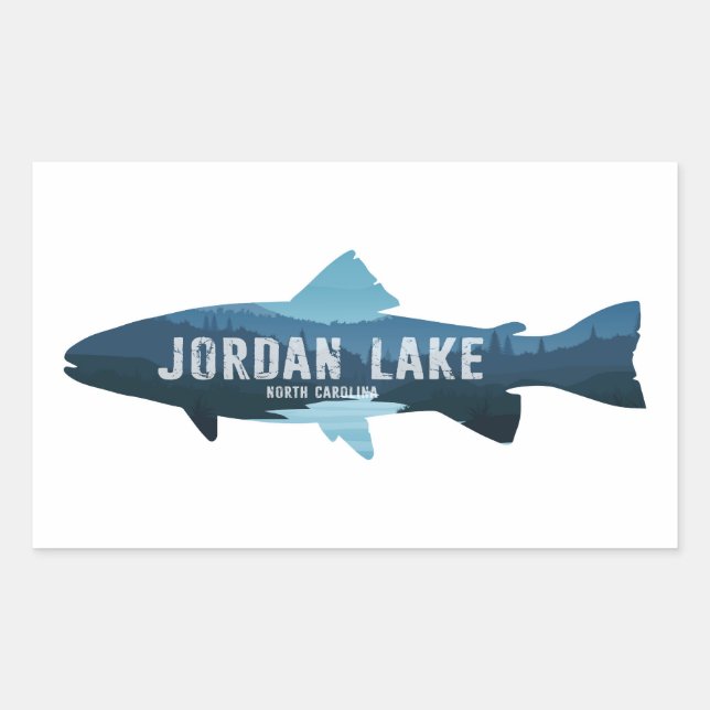 Jordan Lake North Carolina Fish Rectangular Sticker (Front)