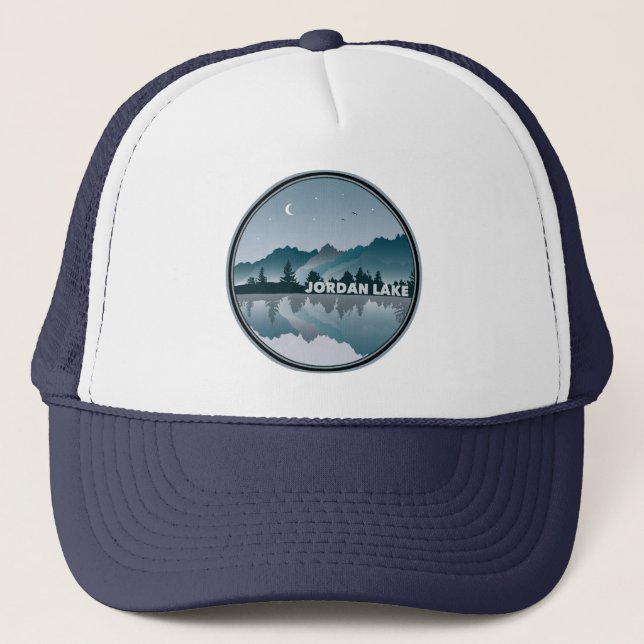 Jordan Lake North Carolina Reflection Trucker Hat (Front)