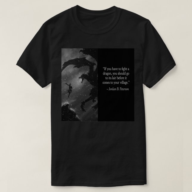 Jordan Peterson Fight the Dragon --- black shirt P (Design Front)