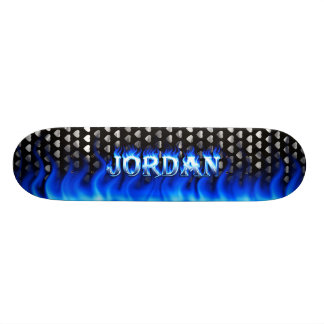 Jordan skateboard blue fire and flames design.