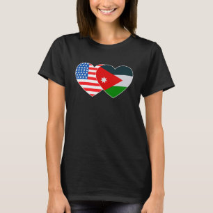 Jordan &USA Flag Twin Heart for Jordanian American T-Shirt