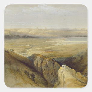 Jordan Valley, from Volume II of 'The Holy Land' Square Sticker