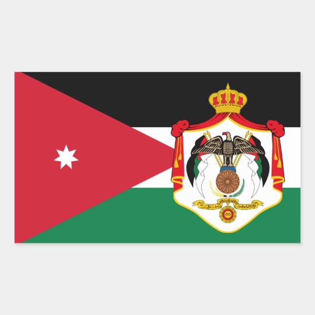 Jordanian Flag & Coat of Arms, Flag of Jordan Rectangular Sticker (Front)