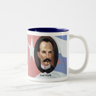 Jose Marti on Cuban Flag Two-Tone Coffee Mug