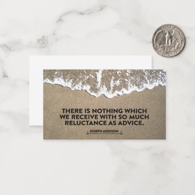 Joseph Addison Inspirational Quote "Advice" Card (Front/Back In Situ)